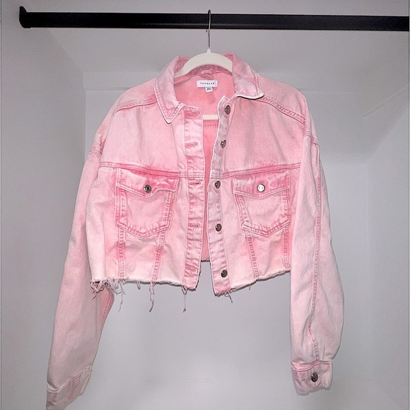 TopShop Light Pink Denim Jacket Trendy Pastel Color - Perfect for Spring! - Picture 2 of 4